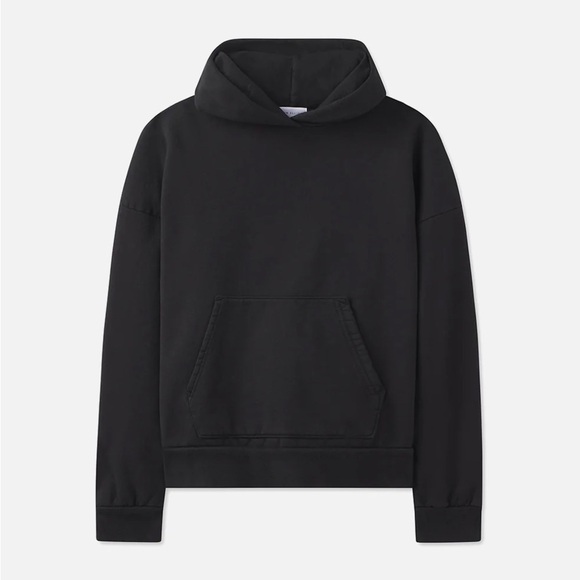John Elliott Black Oversized Cropped Hoodie Sweatshirt, 1/Small pullover cotton - Picture 1 of 12